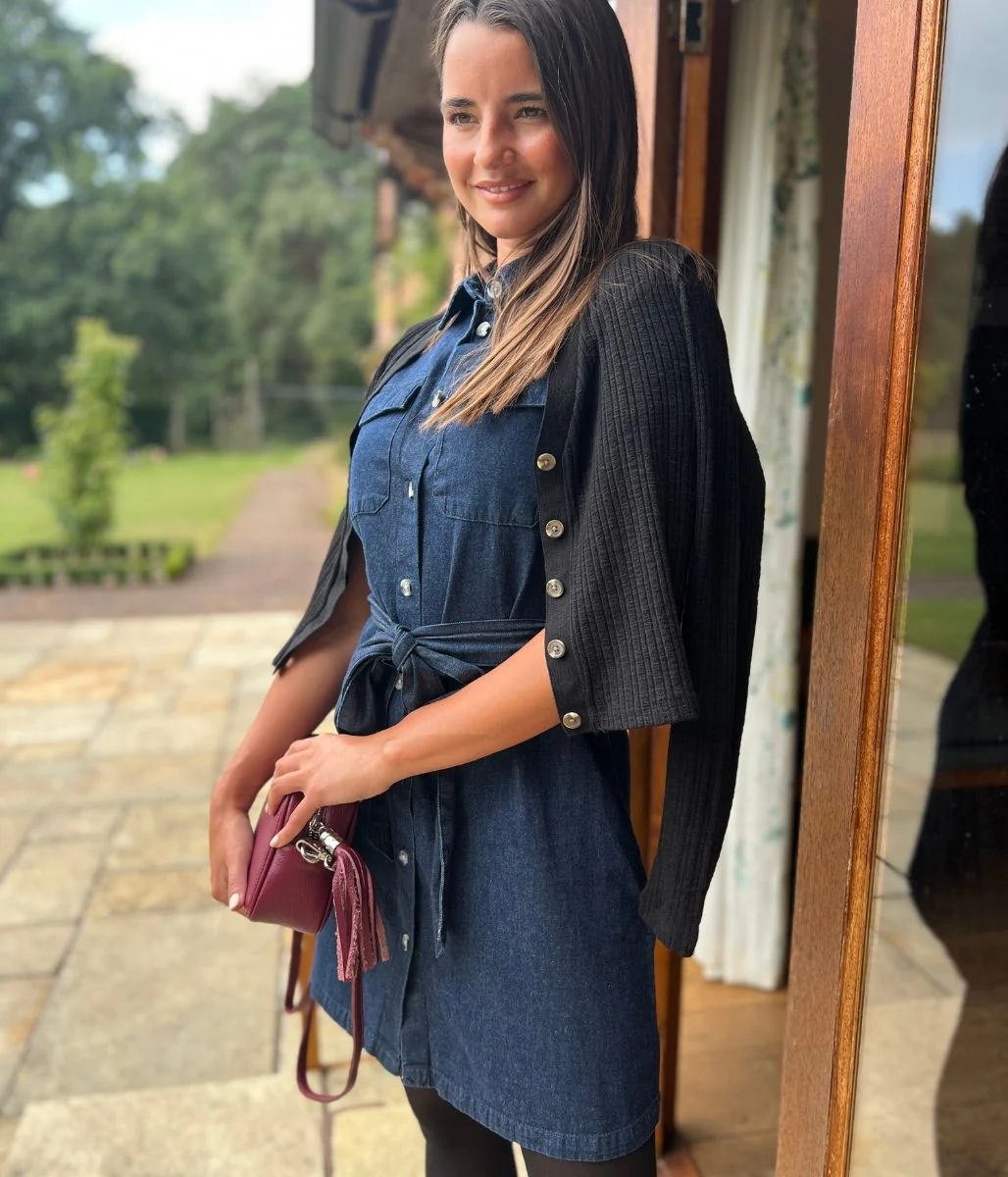 Indigo Short Sleeve Denim Shirt Dress - Image 8