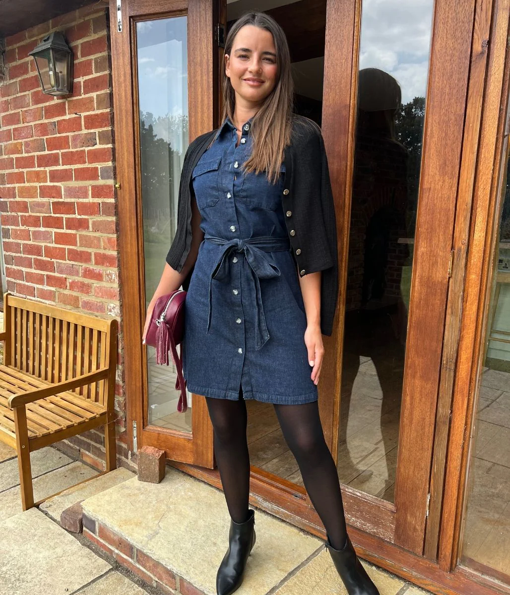 Indigo Short Sleeve Denim Shirt Dress - Image 9