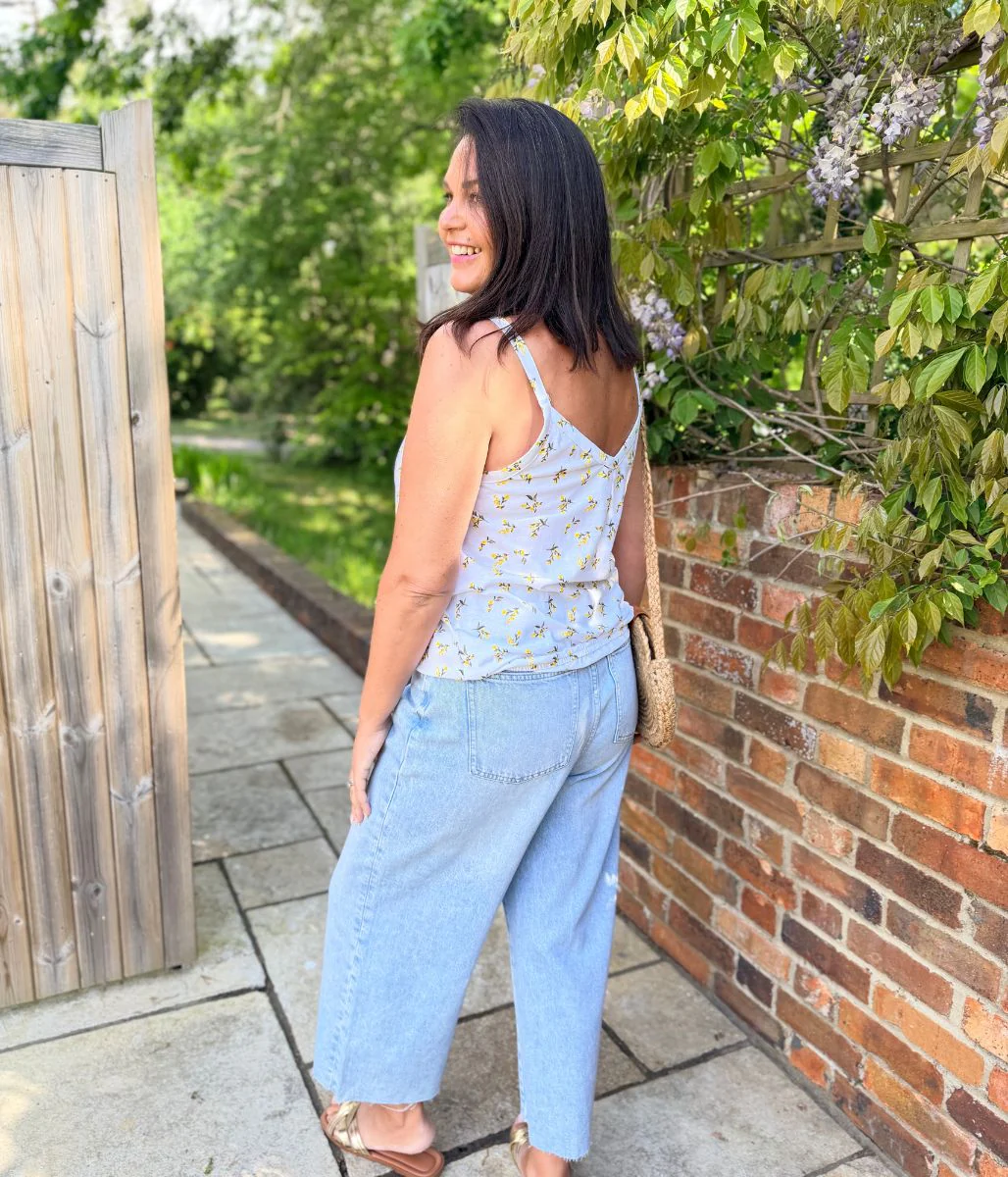 Ivory Flower Print Strappy Vest Top - Image 4