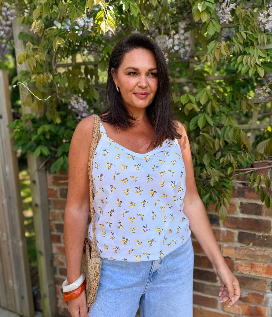 Ivory Flower Print Strappy Vest Top - Image 5