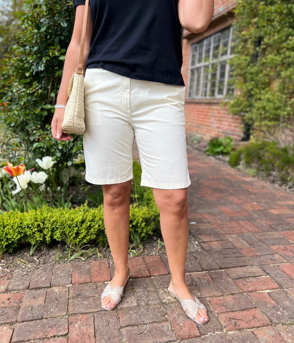 Ivory High Waisted Chino Shorts - Image 2