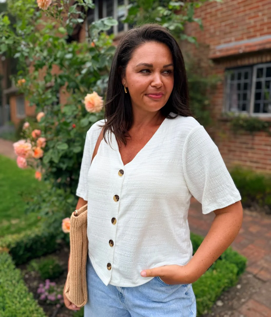 Ivory Jersey Button Through Top