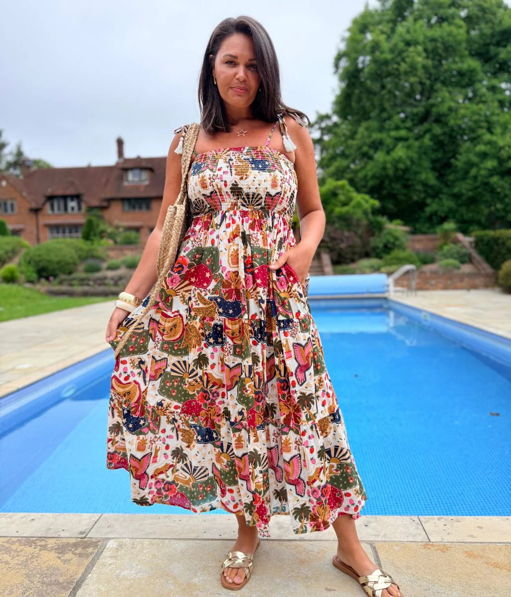 Ivory Malta Shirred Midi Dress - Image 3
