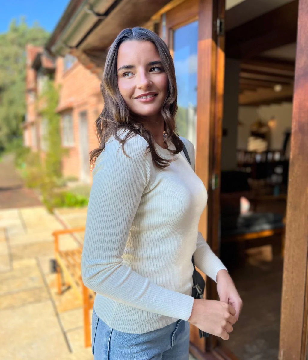 Ivory Merino Wool Ribbed Jumper - Image 4
