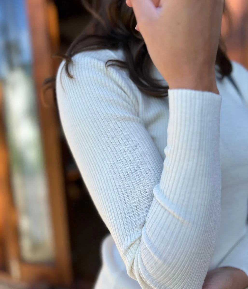 Ivory Merino Wool Ribbed Jumper - Image 7