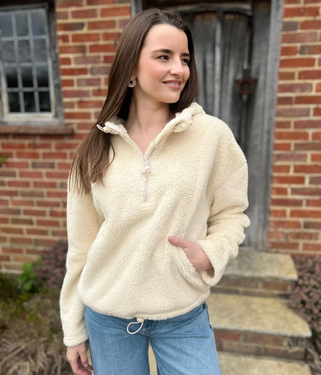 Ivory Soft Touch Borg Fleece Hoodie - Image 3