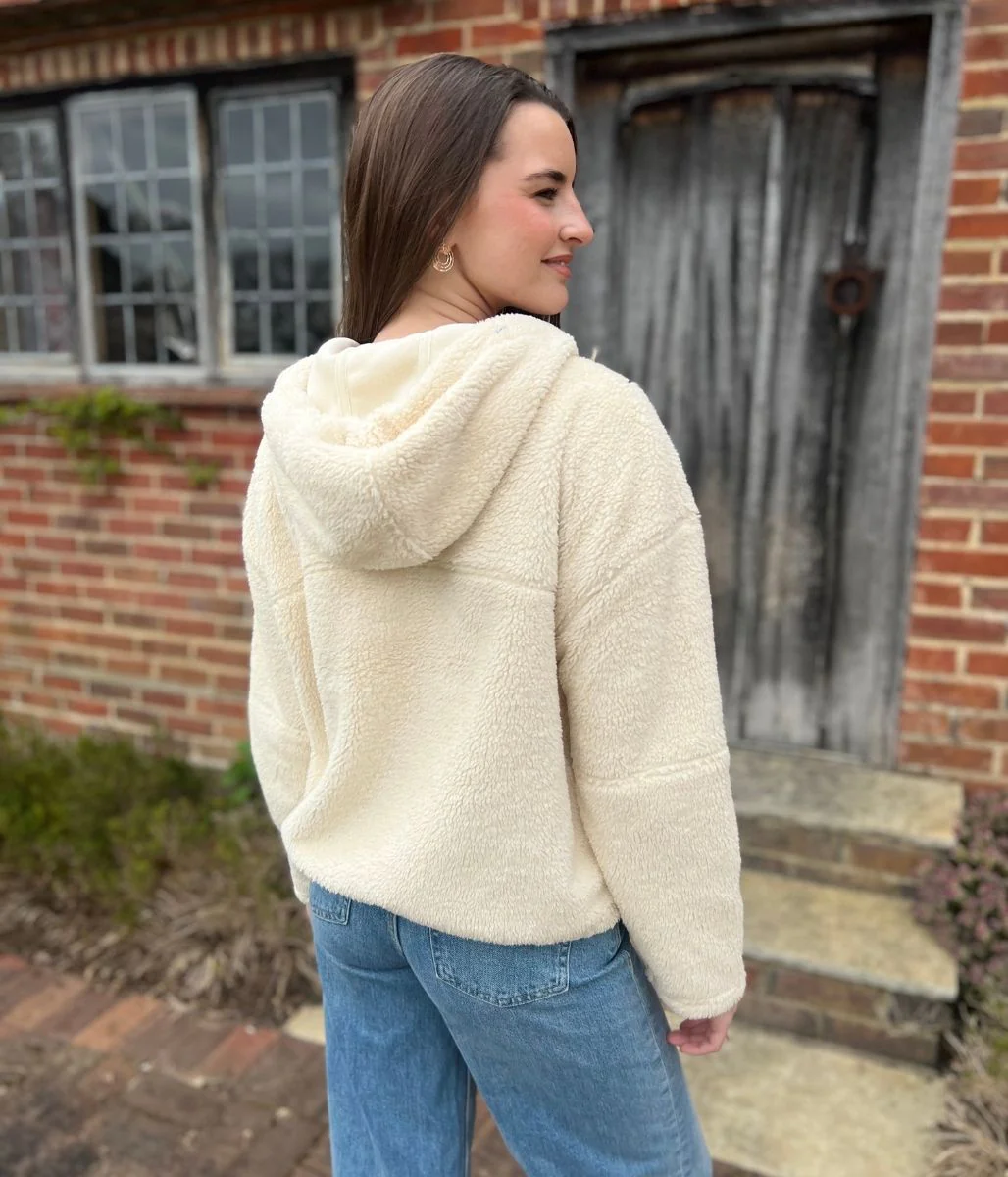 Ivory Soft Touch Borg Fleece Hoodie - Image 7