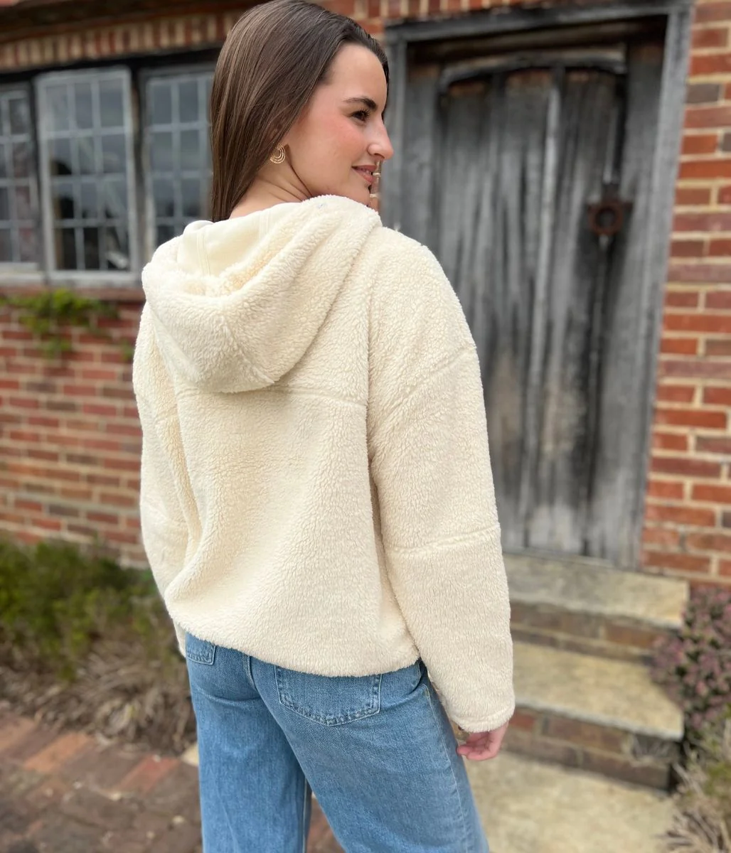 Ivory Soft Touch Borg Fleece Hoodie - Image 8