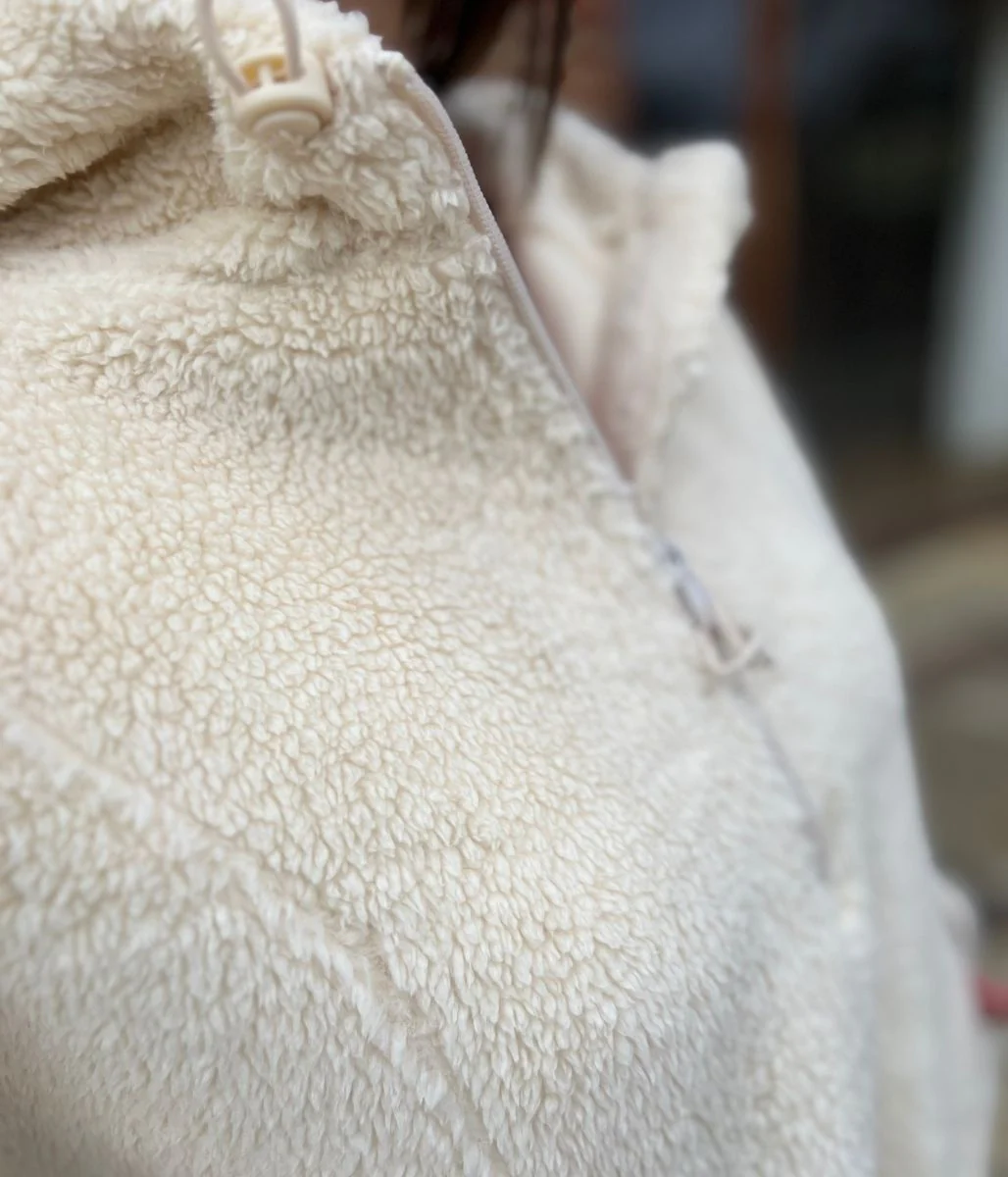 Ivory Soft Touch Borg Fleece Hoodie - Image 9