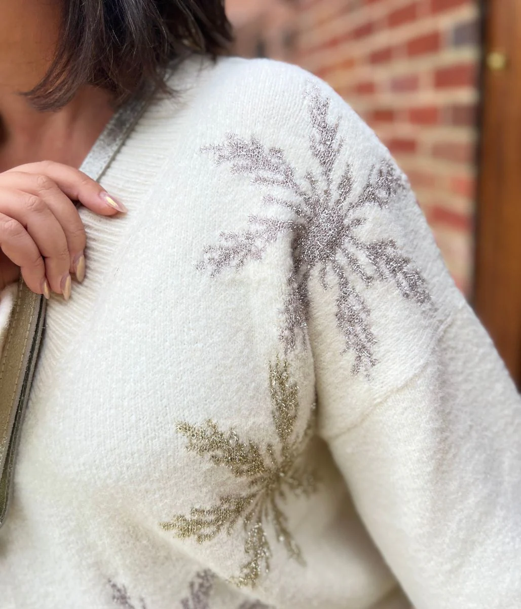 Ivory Sparkle Snowflake Oversized Jumper - Image 5