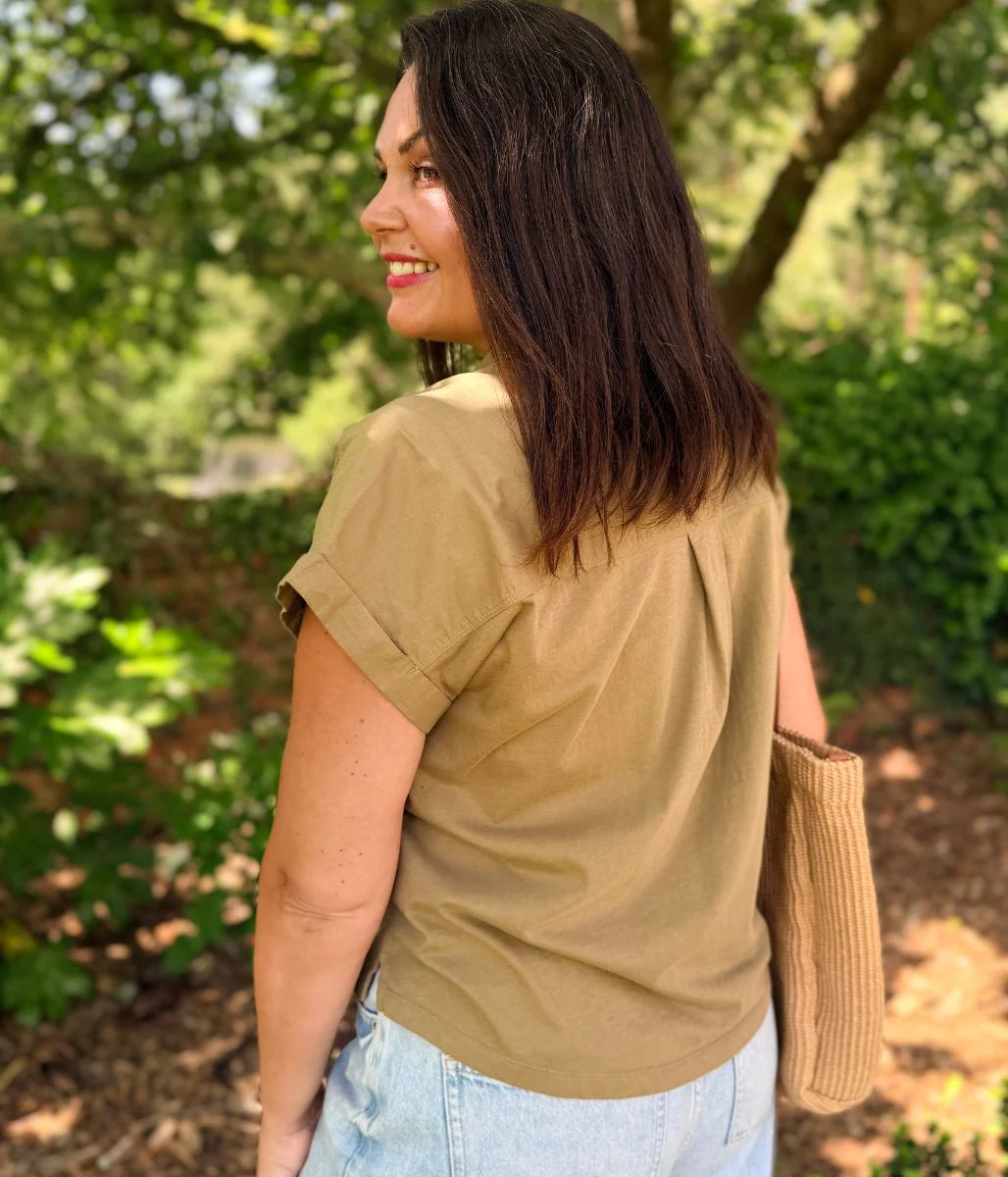 Khaki Cap Sleeve Shirt - Image 5