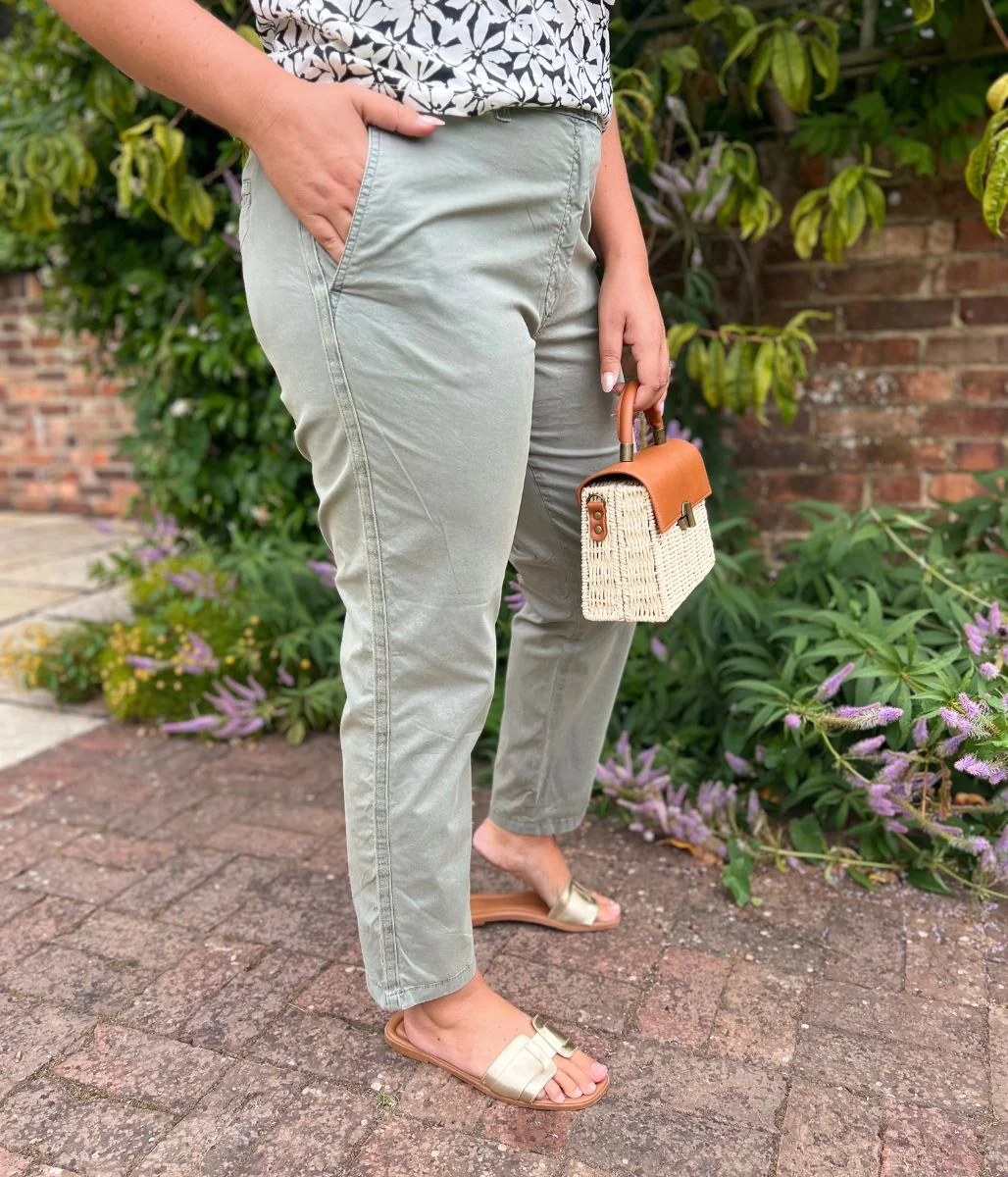 Khaki Cotton Rich Slim Fit Chino Trousers - Image 12