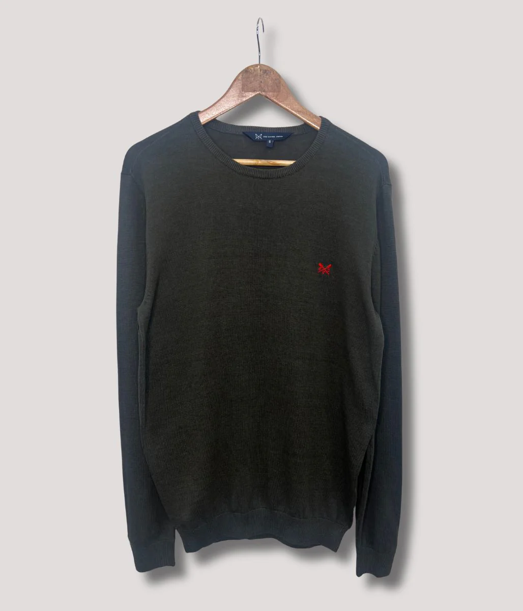 Khaki Mens Cotton Crew Neck Logo Jumper - Image 2
