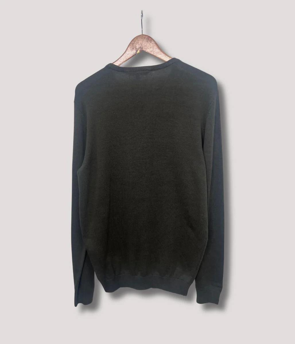 Khaki Mens Cotton Crew Neck Logo Jumper - Image 3