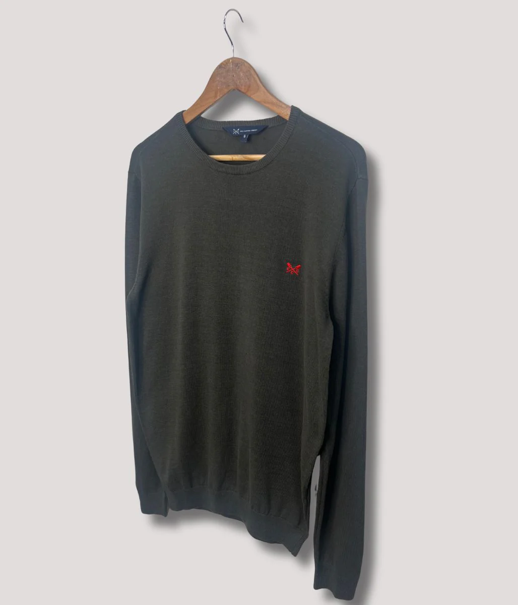 Khaki Mens Cotton Crew Neck Logo Jumper - Image 4