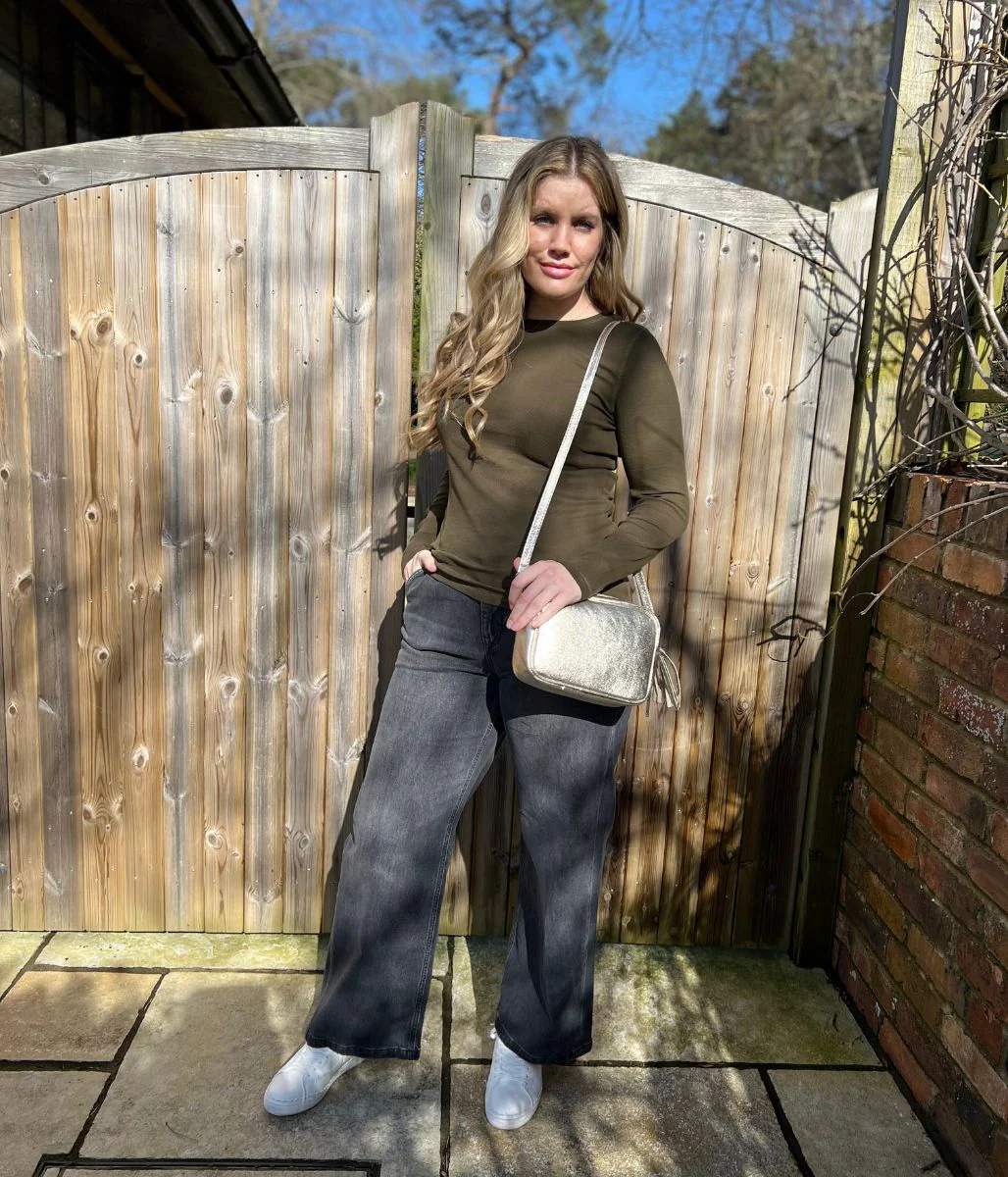 Khaki Ribbed Long Sleeve Top - Image 7