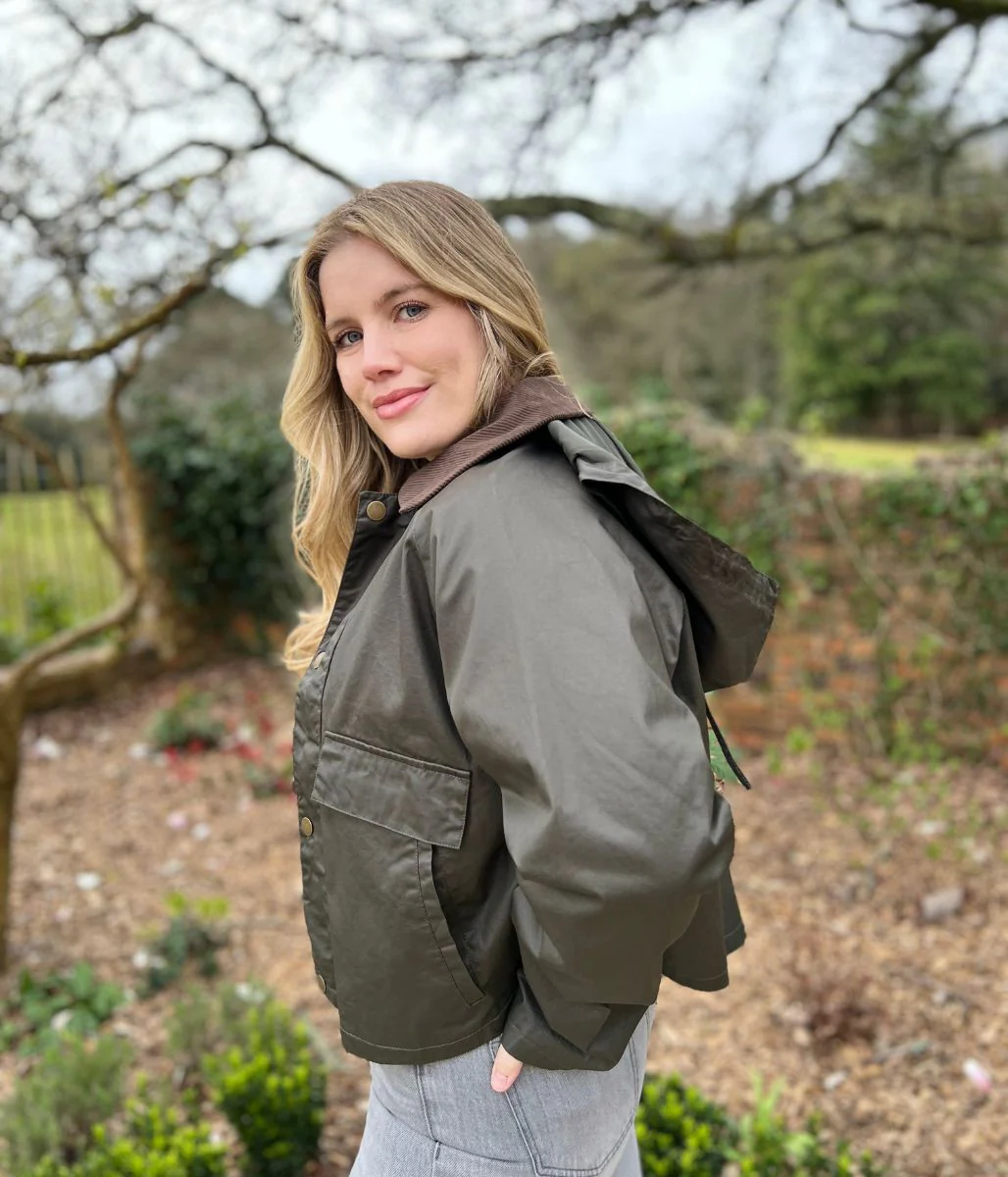 Khaki Riley Waxed Short Jacket - Image 5