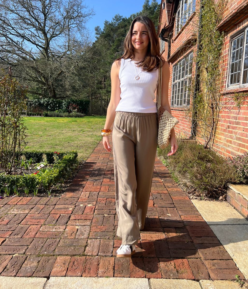 Khaki Wide Leg Palazzo Trousers - Image 4