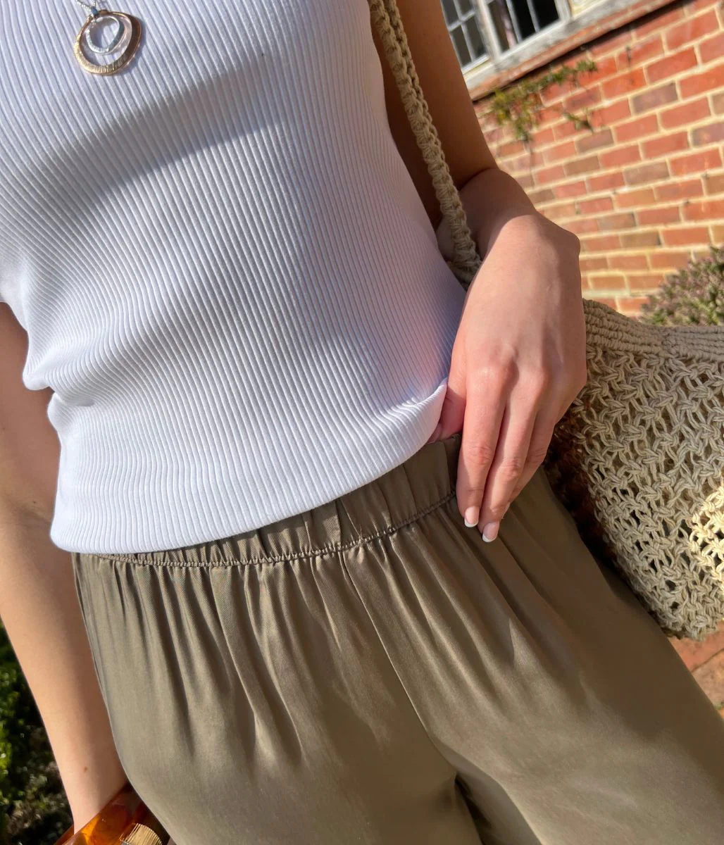 Khaki Wide Leg Palazzo Trousers - Image 5