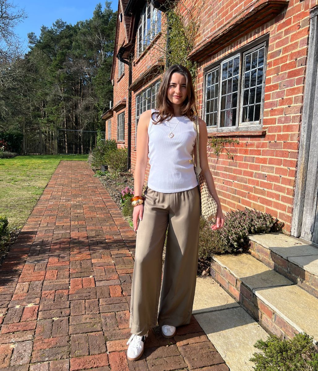 Khaki Wide Leg Palazzo Trousers - Image 7