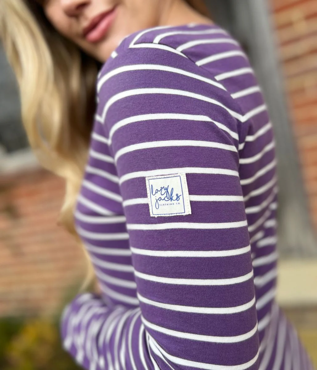 Lazy Jacks Loganberry Striped Breton Top - Image 3