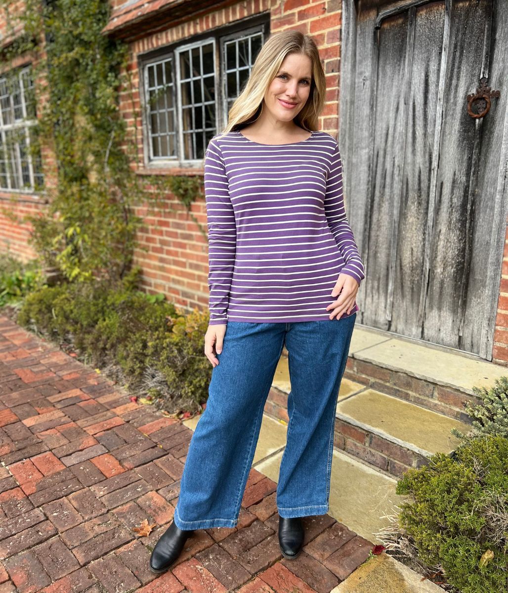 Lazy Jacks Loganberry Striped Breton Top - Image 5