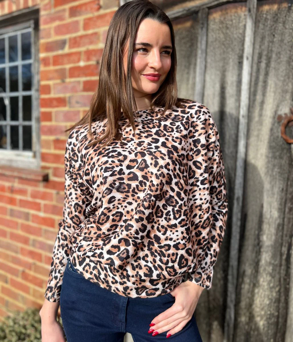 Leopard Print Batwing Top