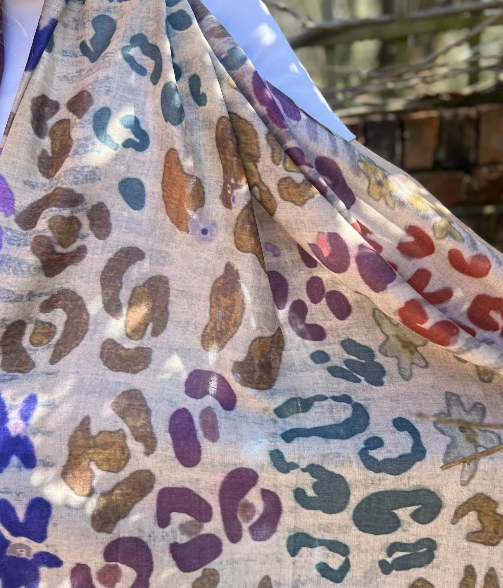 Leopard Print Frayed Edge Scarf - Image 2