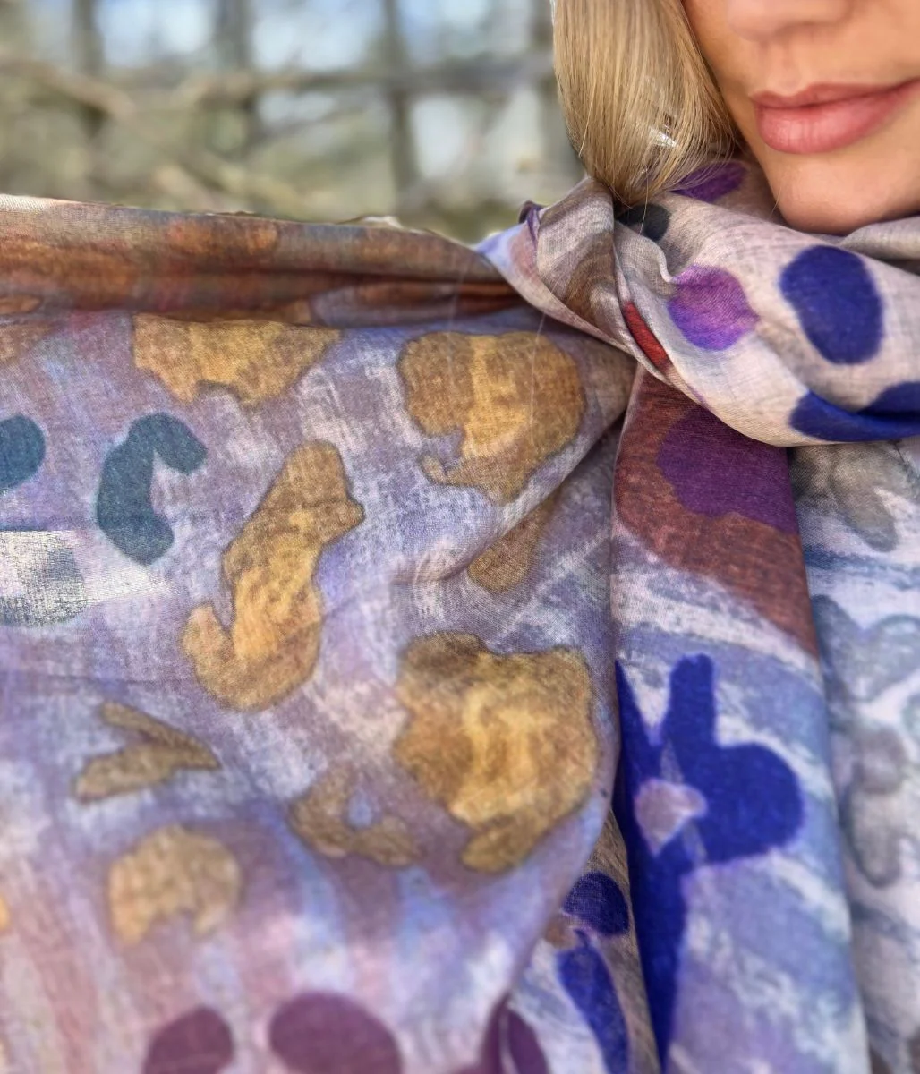 Leopard Print Frayed Edge Scarf - Image 6