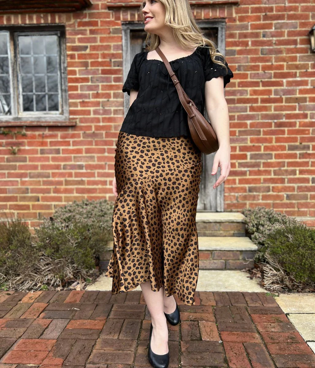 Leopard Print Satin Midi Skirt - Image 2