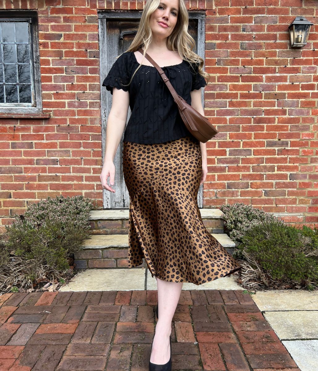 Leopard Print Satin Midi Skirt - Image 6