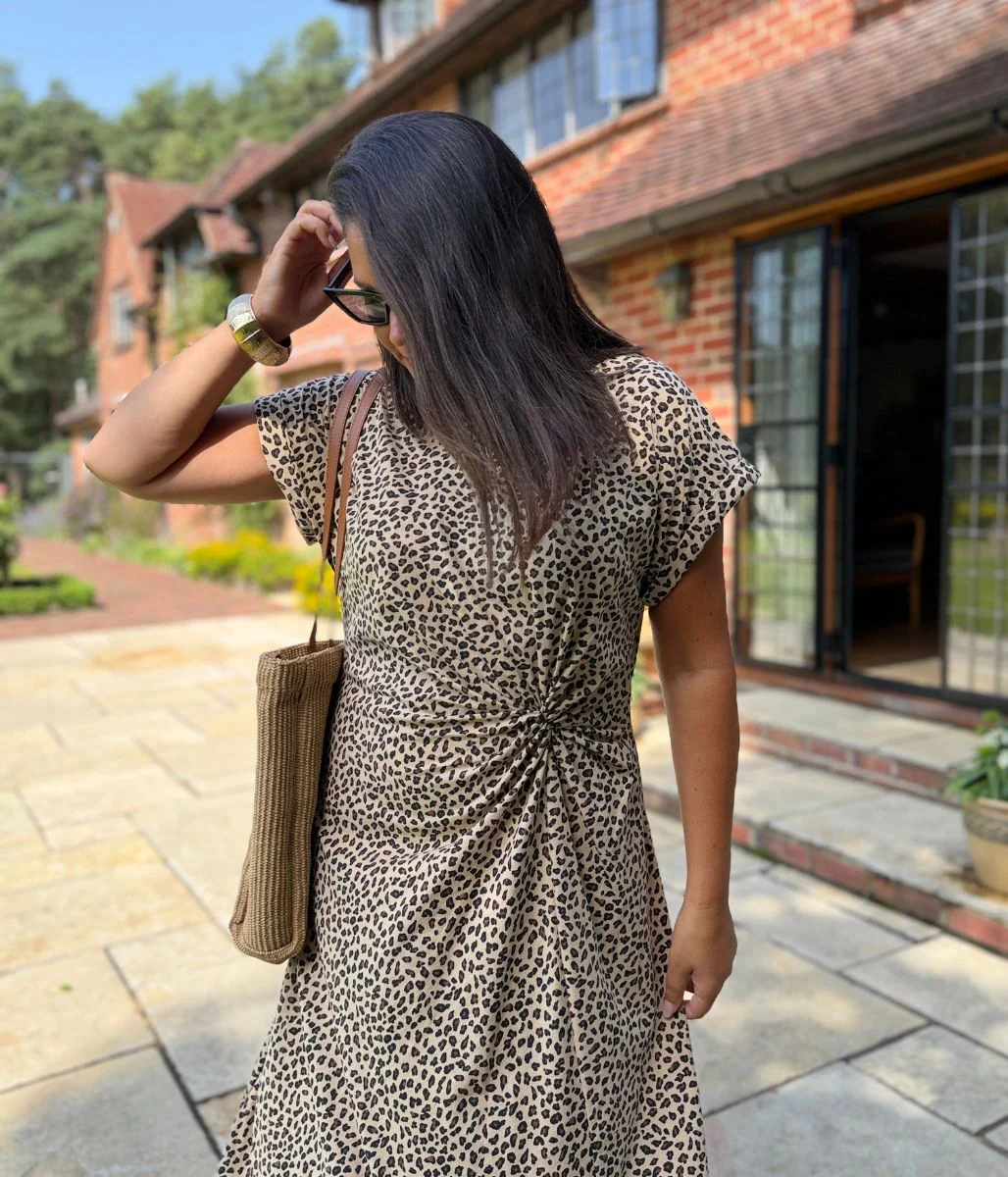 Leopard Print Side Twist Jersey Dress - Image 6