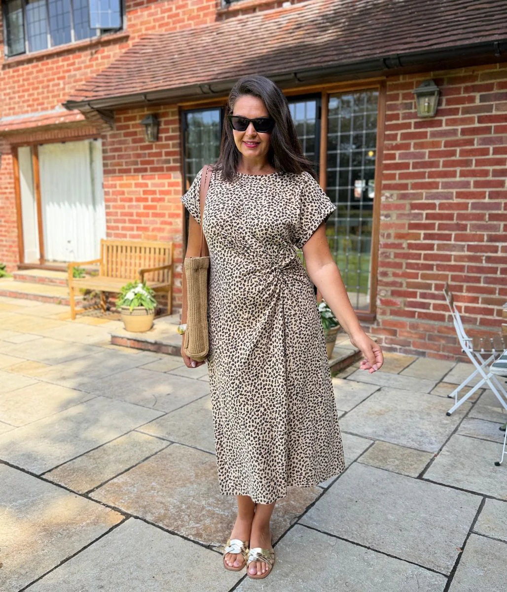 Leopard Print Side Twist Jersey Dress - Image 7