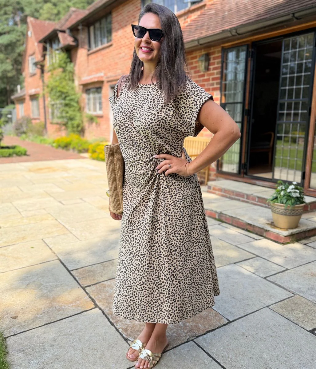 Leopard Print Side Twist Jersey Dress - Image 9