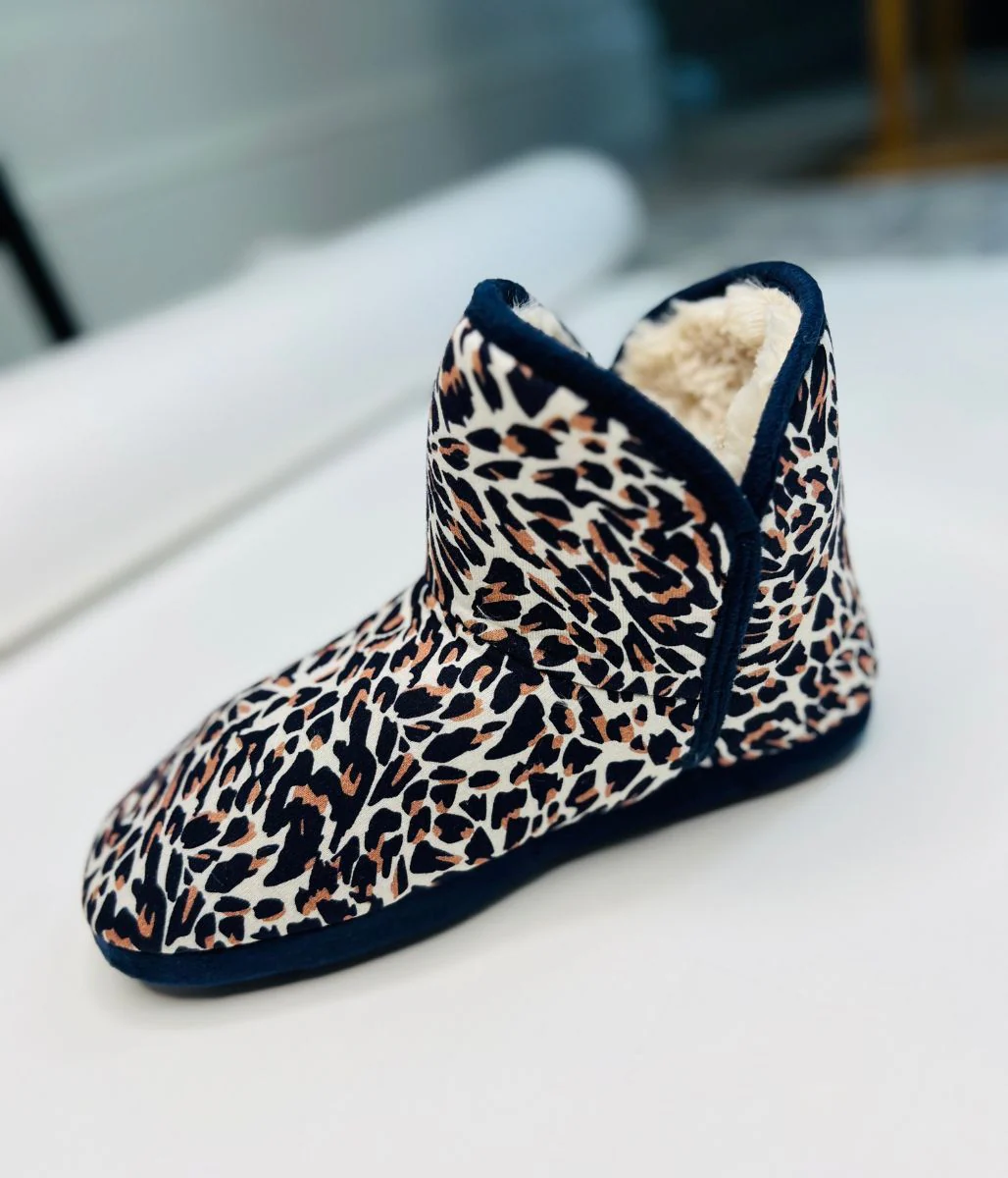 Leopard Print Fur Lined Slipper Boots - Image 3
