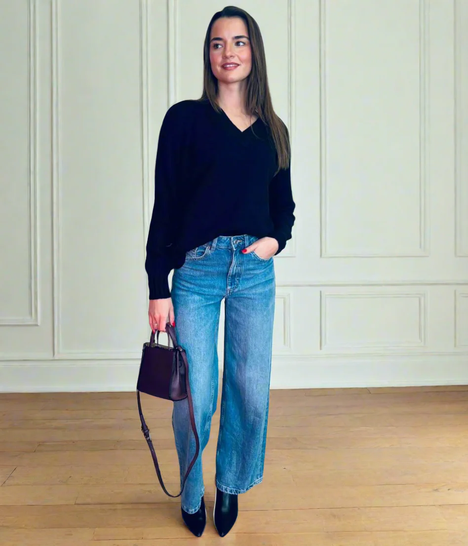 Blue Denim Wide Leg Jeans - Image 3