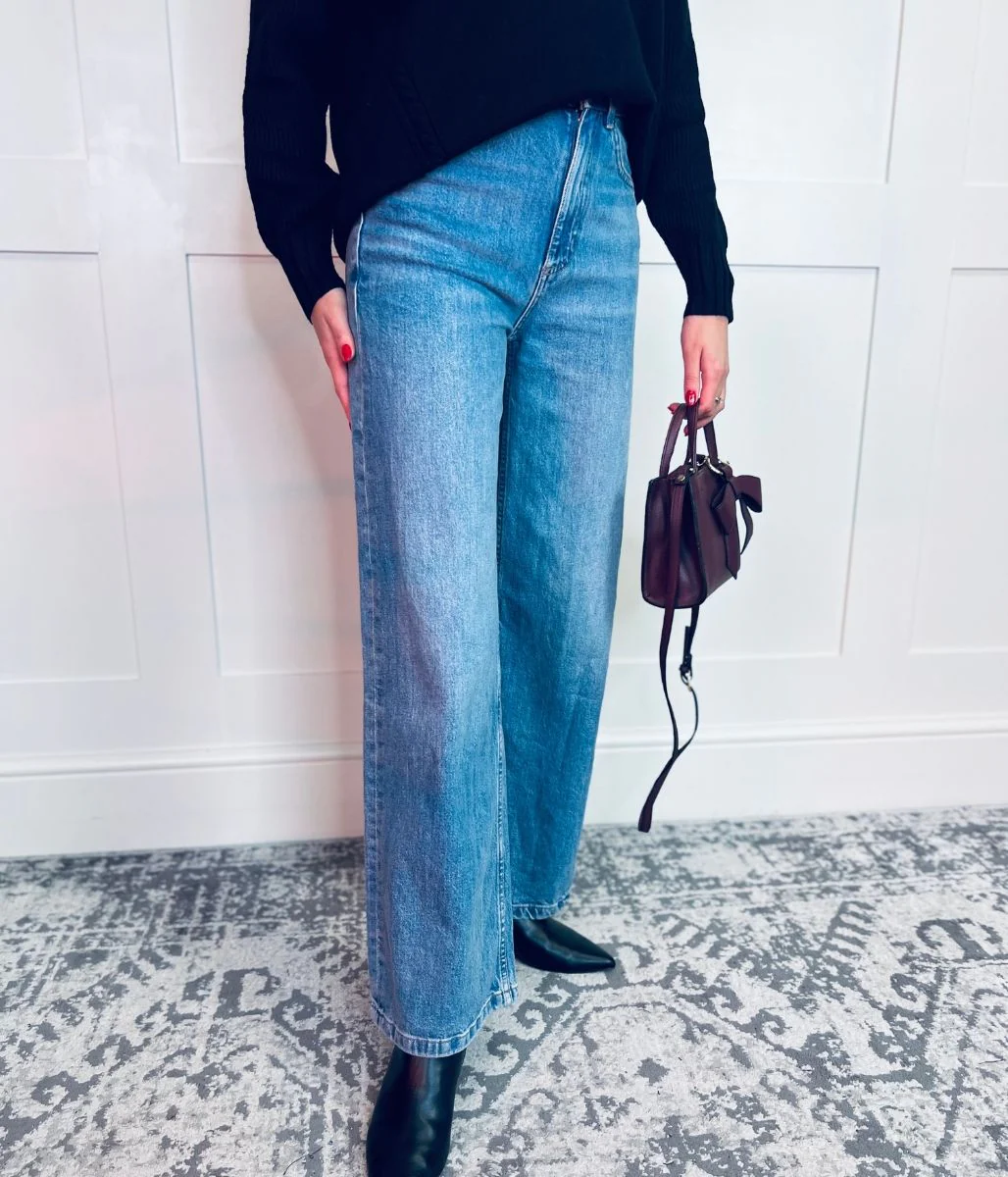 Blue Denim Wide Leg Jeans - Image 6