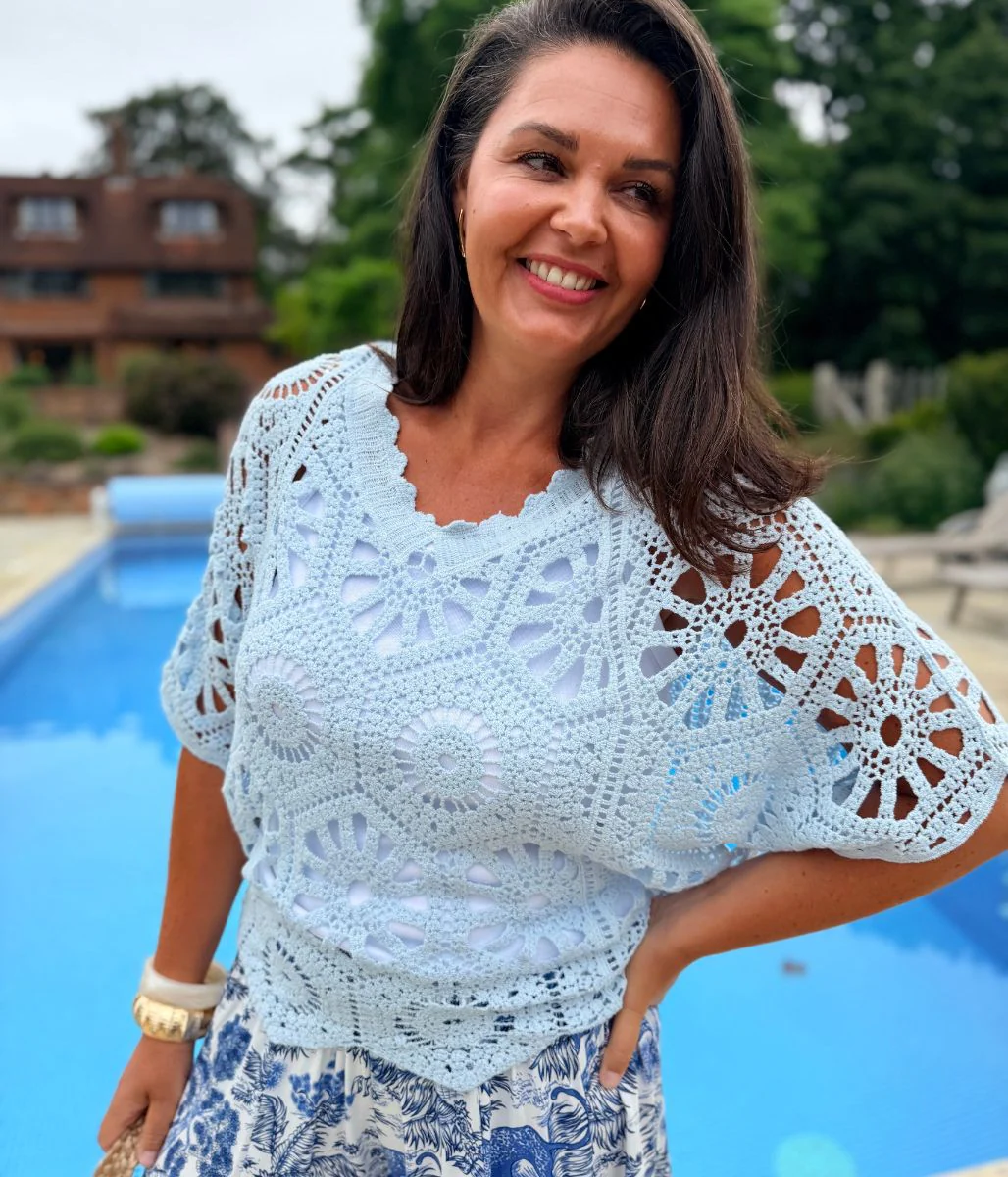 Light Blue Mandala Crochet Top