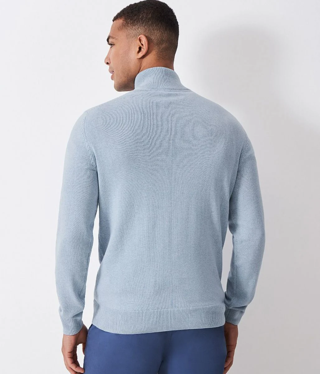 Light Blue Mens Cotton Half Zip Jumper - Image 4