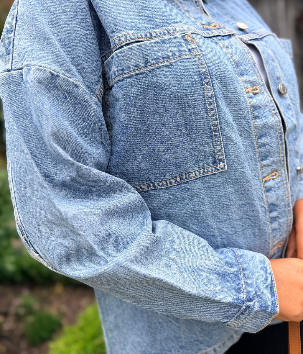 Light Denim Pure Cotton Shacket - Image 4