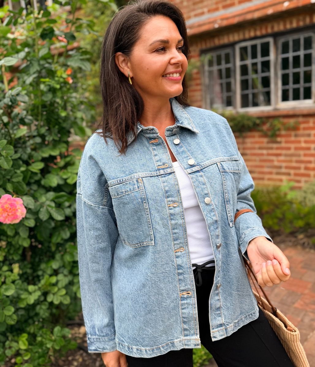 Light Denim Pure Cotton Shacket - Image 8