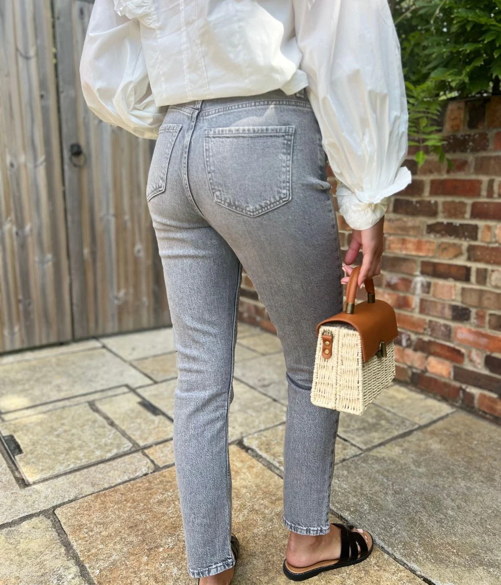 Light Grey Hannah Straight Leg Ankle Grazer Jeans - Image 4