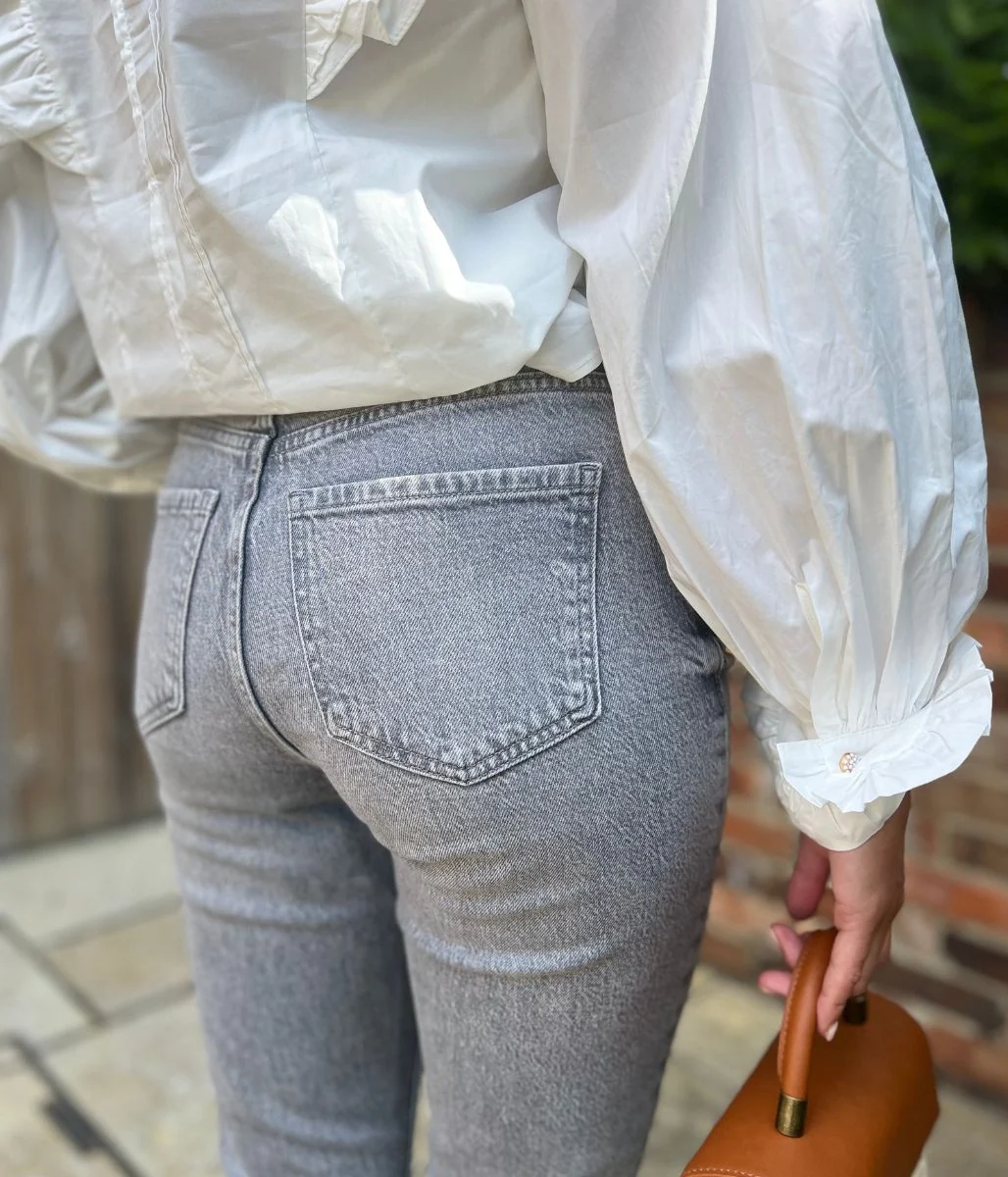 Light Grey Hannah Straight Leg Ankle Grazer Jeans - Image 8