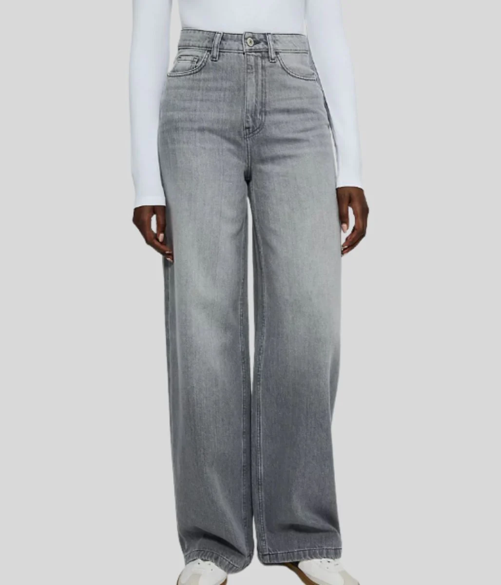 Light Grey Wide Leg Jeans