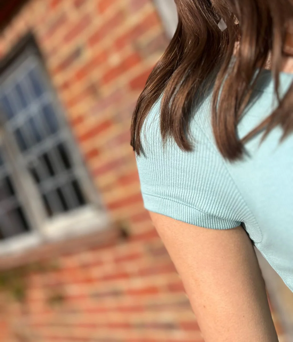 Light Teal Hidden Support Ribbed T Shirt - Image 6