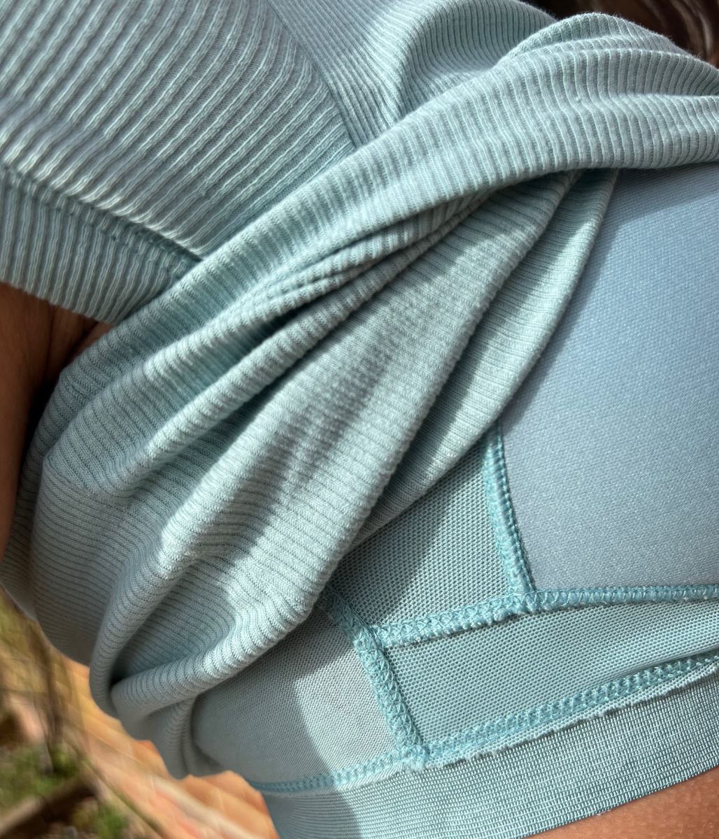 Light Teal Hidden Support Ribbed T Shirt - Image 7