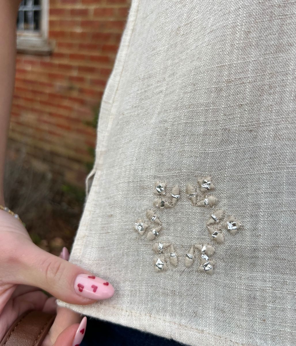 Linen Blend Short Sleeve Embellished Shirt - Image 3