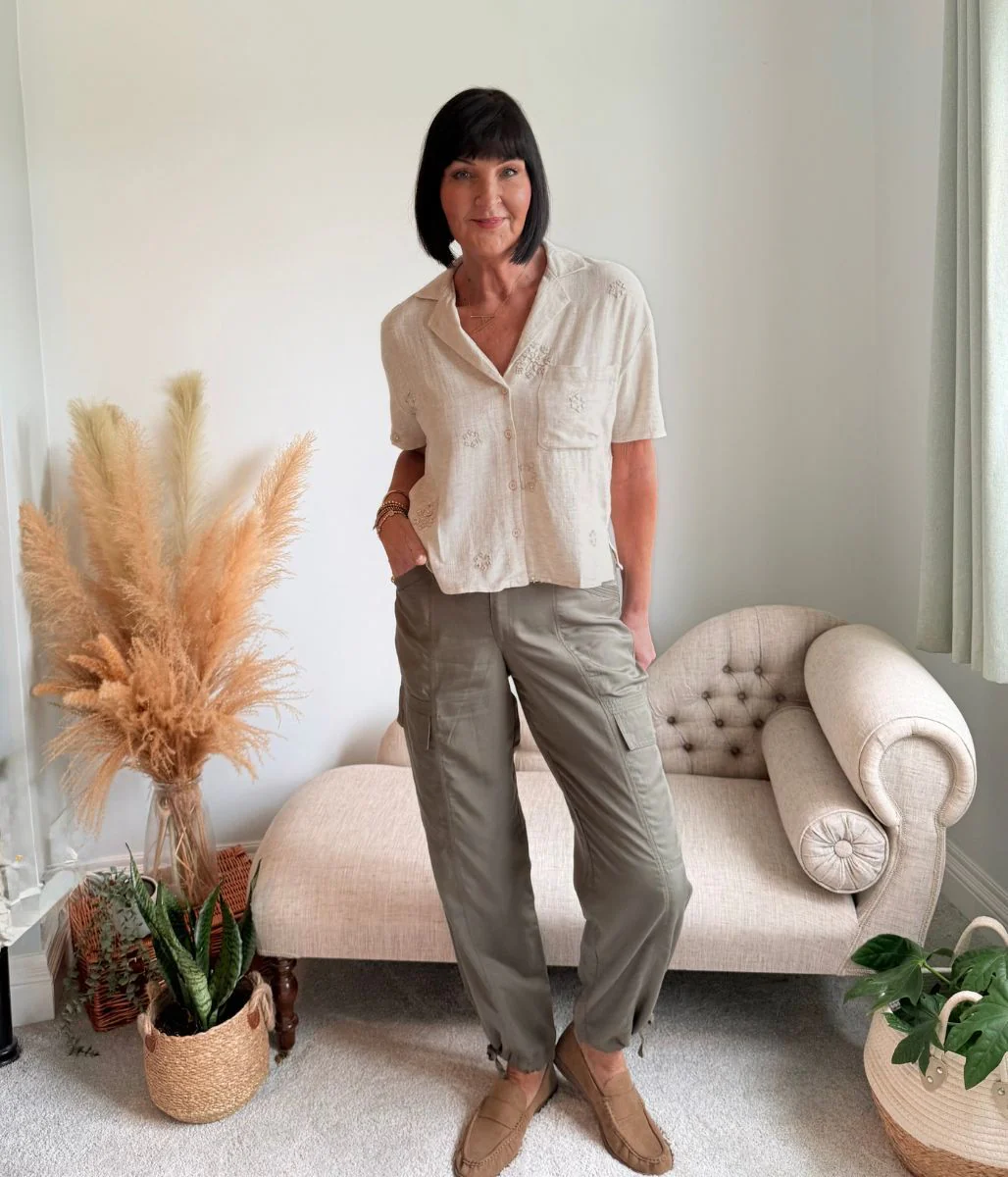 Linen Blend Short Sleeve Embellished Shirt - Image 5