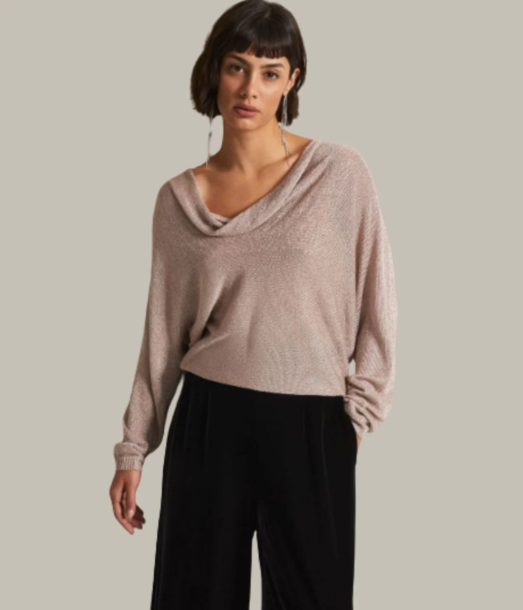 Malti Metallic Cowl Neck Top - Image 2