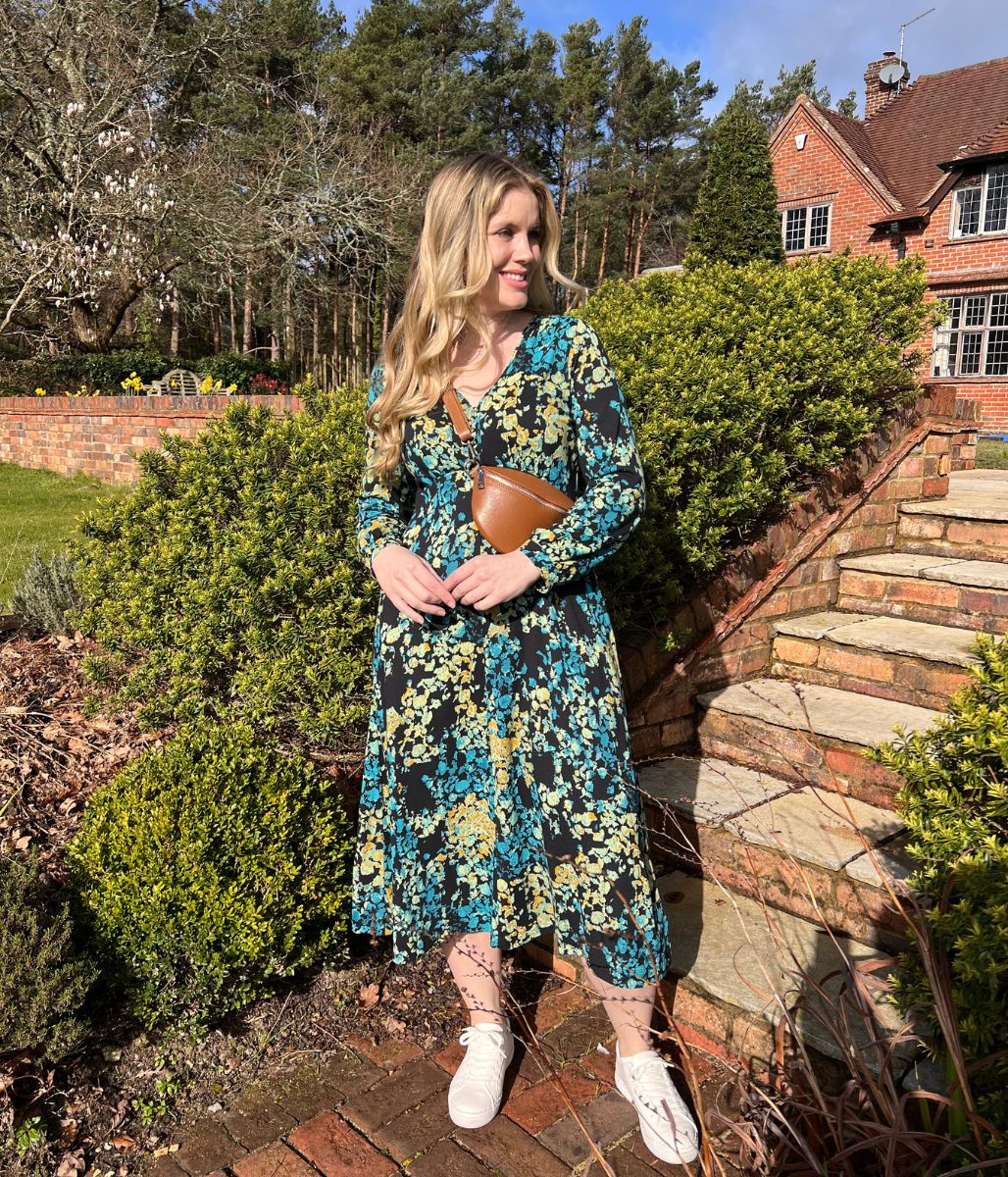 Megan Printed Long Sleeve Jersey Dress - Image 2